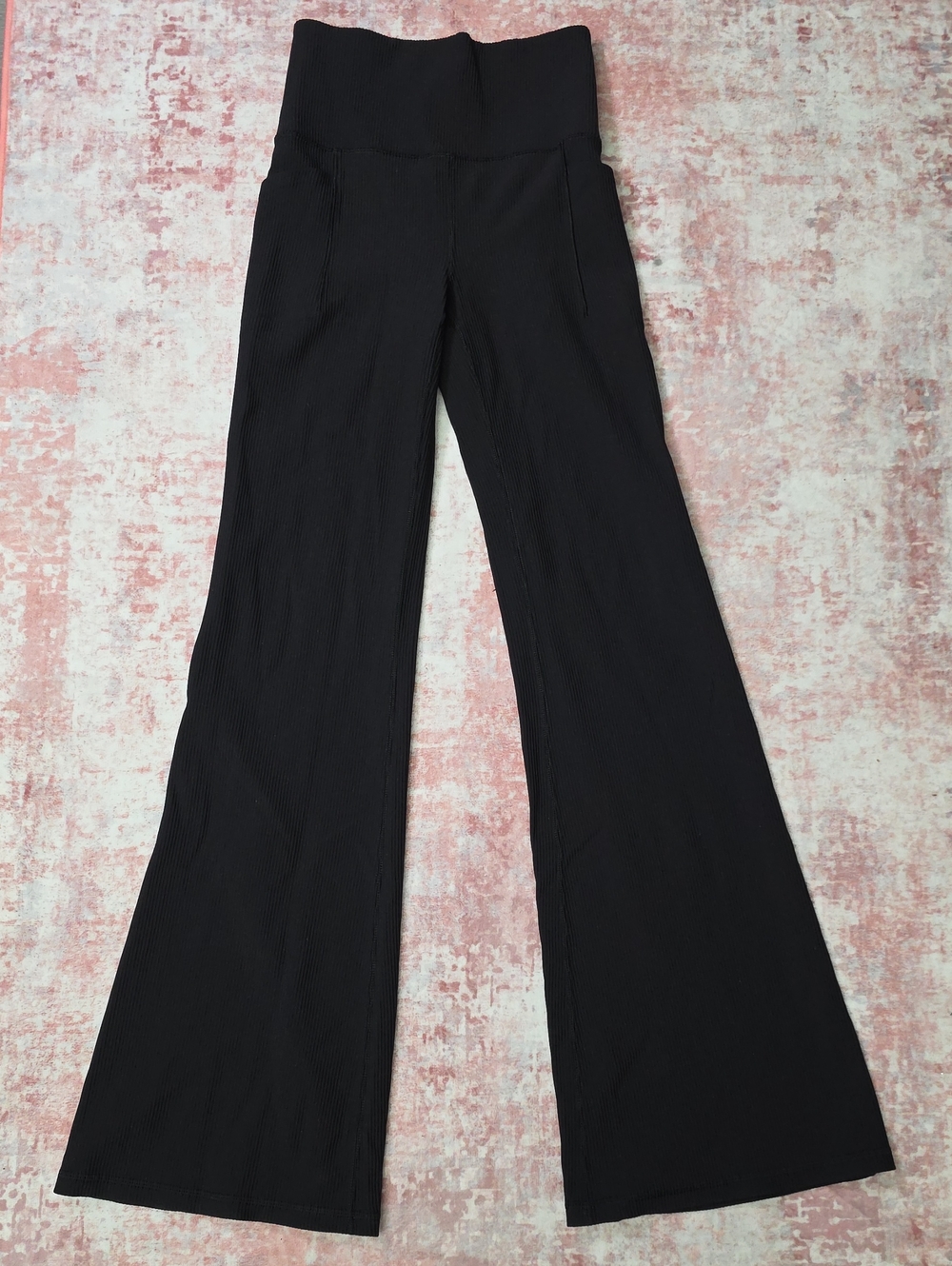 Athleta Salutation Stash Rib Flare Pants Black XS High‎ Rise Ribbed Leggings